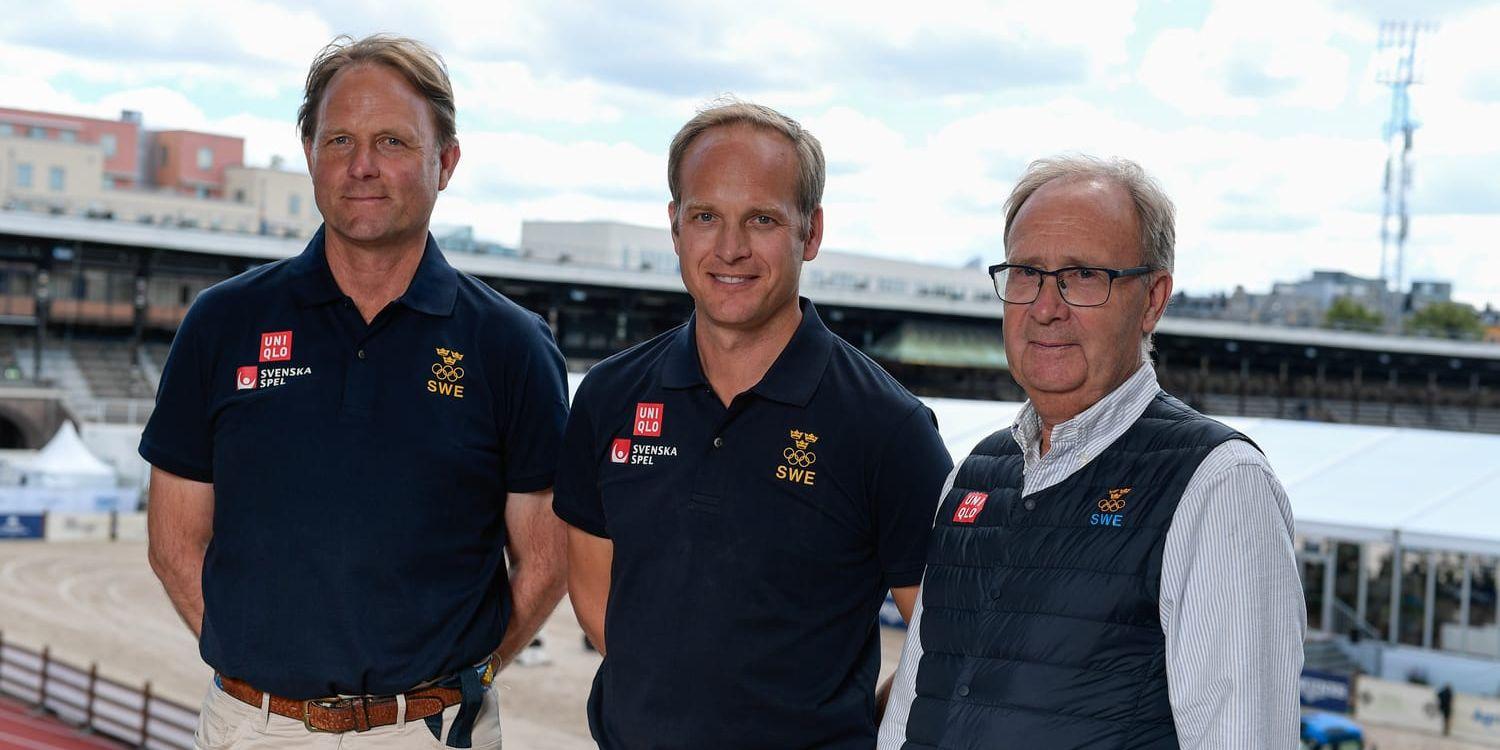 Förbundskaptenerna Fredrik Bergendorff (fälttävlan), Henrik Ankarcrona (hoppning) och Bo Jenå (dressyr).