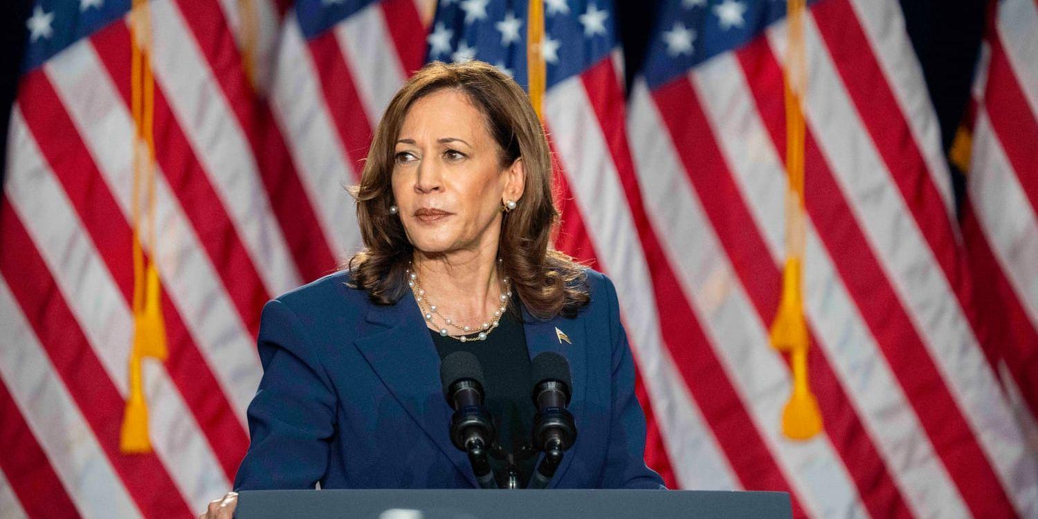 USA:s vicepresident Kamala Harris på sitt första kampanjmöte i Milwaukee på tisdagen. Harris ser ut att bli Demokraternas presidentkandidat.