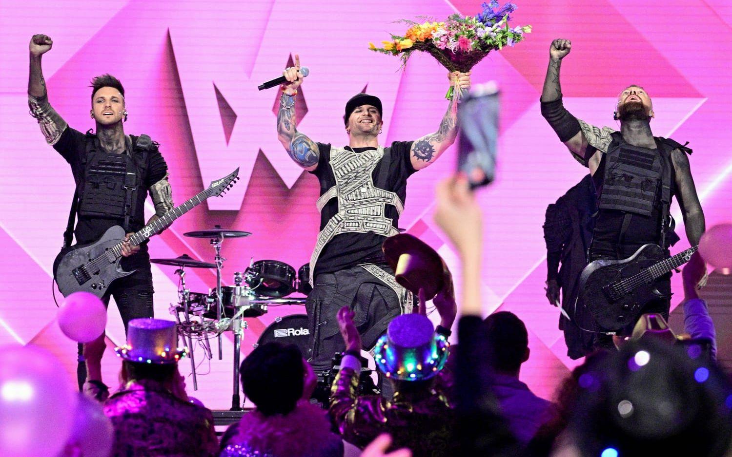 Smash Into Pieces blev trea i Melodifestivalen både 2023 och 2024 (bilden) och har nu släppt sitt åttonde album. Mest spelad på Spotify är låten ”Six feet under”.