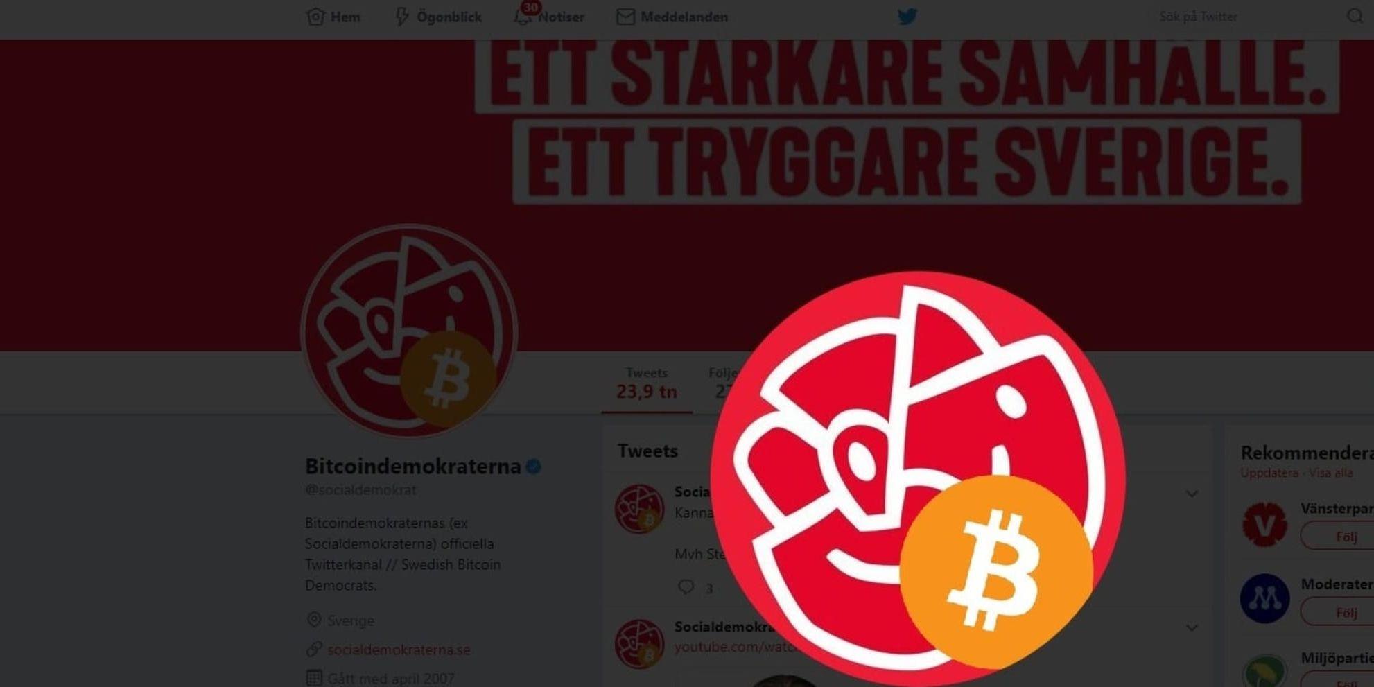 Skärmavbild från socialdemokraternas Twitterkonto.